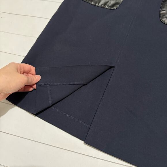 Ann Taylor Navy Blue Faux Leather Stretch Classic Office Pencil Skirt Women’s 2 - Picture 2 of 6